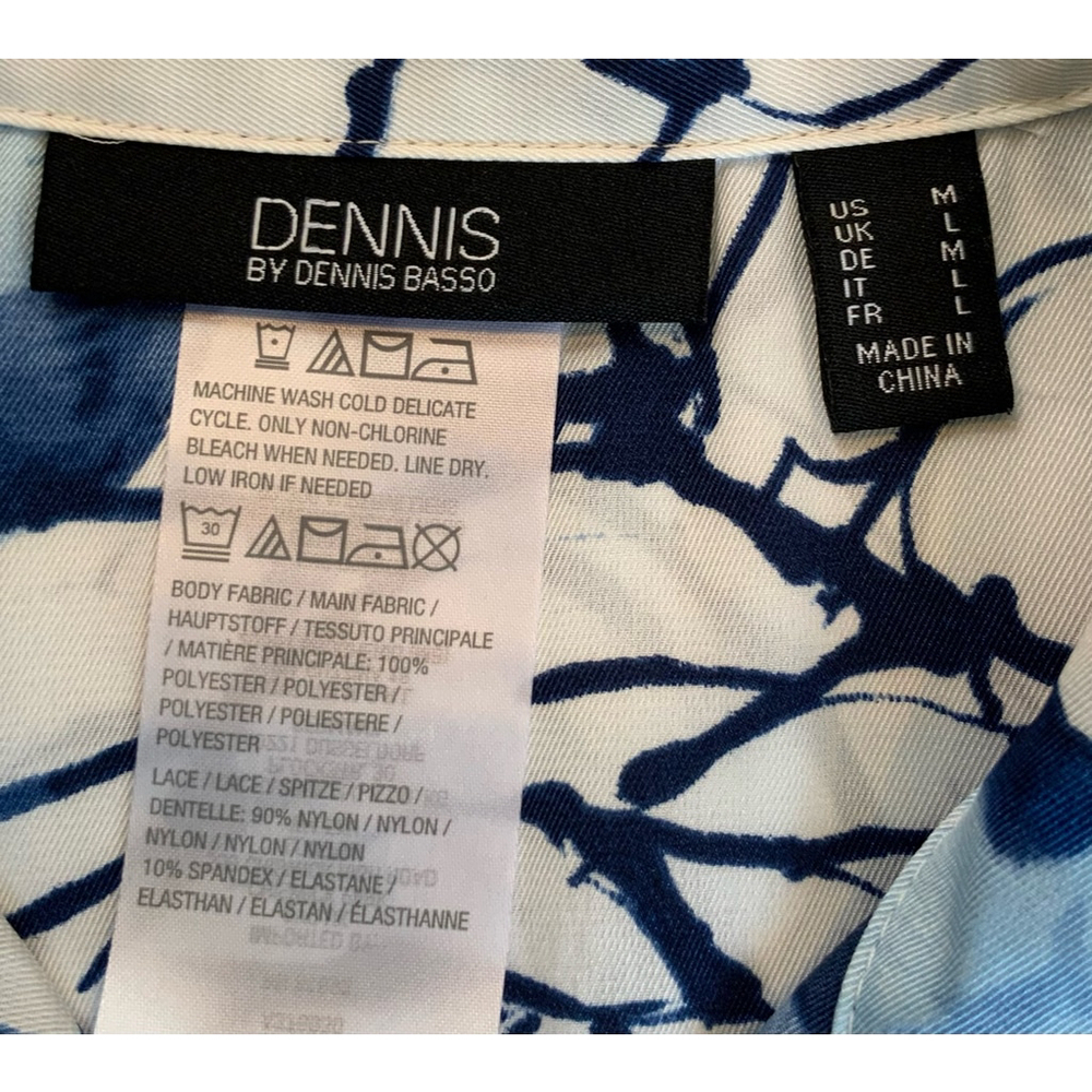 Dennis Basso Floral Button-Up Shirt Sz Med White/Blue Lace Back Eclectic Grandpa - Picture 11 of 11